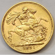 AUSTRALIA 1871 . ONE 1  SOVEREIGN . SYDNEY . GOLD